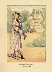Coppia alla moda sulle montagne russe russe, Les Montagnes Russes a Belleville, costruite nel 1812
