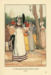 Donna alla moda alle corse di cavalli sul Champ de Mars