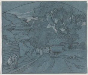 Paesaggio con due monaci