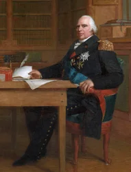 Il re Luigi XVIII nel suo studio alle Tuileries