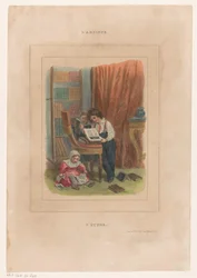 Tre bambini che guardano i libri