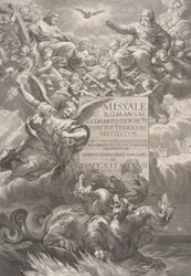 La Santissima Trinità con San Michele che sconfigge un drago a sei teste, frontespizio di...