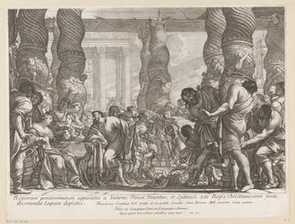 Sansone condotto a una colonna nel tempio di Dagon