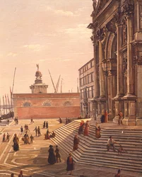 Scalinata che conduce alla Basilica di Santa Maria della Salute a Venezia, di Frans Vervloet (1795-1872), Italia