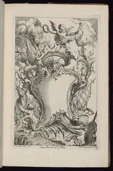 Cartiglio con un genio, Livre de Cartouches à divers usages (Libro di cartigli per diversi usi)