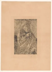 Giovane donna con scialle fiorito