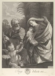 La fuga in Egitto, la Sacra Famiglia cammina insieme, San Giuseppe indica