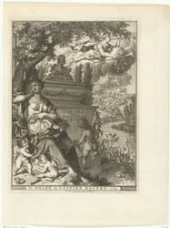 Musa e putti presso il monumento funebre del poeta Arnold Moonen