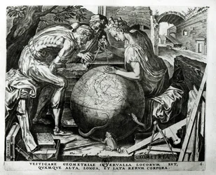 Geometria, incisa da Hieronymus Cock (ca. 1510-70)