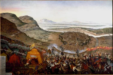 Veduta della battaglia di Vienna del 12/09/1683 sulla collina di Kahlenberg