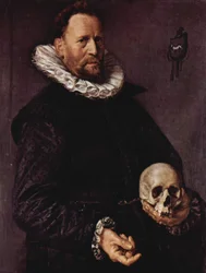 Ritratto di uomo con teschio in mano