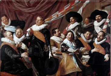 Il Banchetto degli Ufficiali del Corpo degli Arcieri di San Giorgio di Haarlem. Dipinto di Franz Hals, 1627. Haarlem, Frans Hals Museum