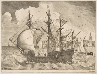 Quattro alberi armati che salpano, da Le navi a vela