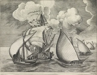 Una flotta di galee armate accompagnata da una nave da guerra (Navi a vela)