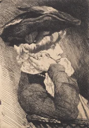 Ritratto di una Giovane Donna Seduta con Cappello, Profilo Nitido