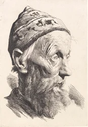 Vecchio con cappello di lana bianca