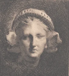 Piccola testa greca dopo un calco in gesso