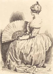 Donna seduta con ventaglio