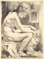Giovane donna nuda, seduta