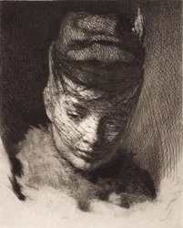 Giovane ragazza con cappello e velo