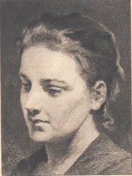 Giovane ragazza con capelli raccolti, mezzo profilo