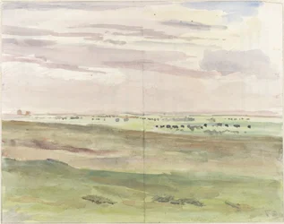 Paesaggio di pascolo con mandrie
