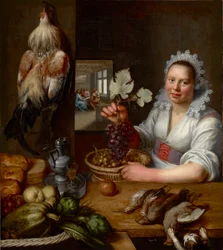 Scena di cucina con Cristo a Emmaus