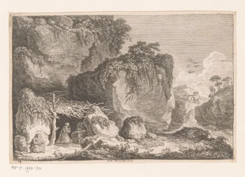Due eremiti in un paesaggio roccioso