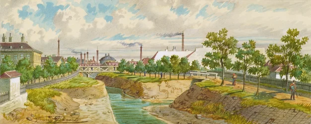 Il ponte Hoblingersteg sul fiume Wien (Gaudenzdorf)