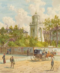 La strada Währinger a Vienna (con la torre dell