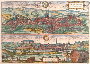 Eisleben e Tubinga, Germania (incisione)