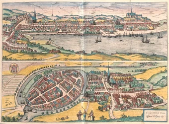 Flensburg e Itzehoe, Germania (incisione)