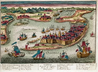 Mappa di Cadice - Spagna (incisione)