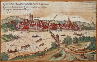 Veduta di Francoforte sul Meno, Germania (incisione)