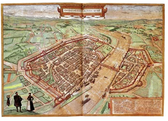 Veduta di Francoforte sul Meno, Germania (incisione)