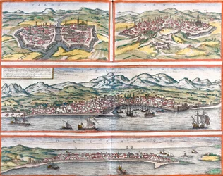 Vedute di Parma, Siena, Palermo e Trapani (Sicilia), Italia (Incisione)