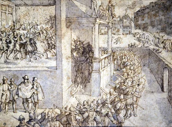 Guerra di Religione (San Bartolomeo). Disegno di Hogenberg