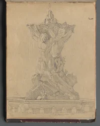 Album con vedute di Roma e dintorni, Studi di paesaggio, pagina 21a: Fontana romana