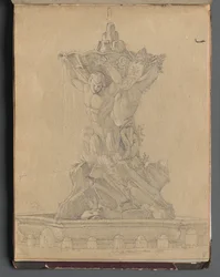 Album con Vedute di Roma e Dintorni, Studi di Paesaggio, pagina 21a: Fontana Romana