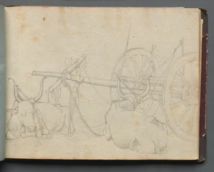 Album con Vedute di Roma e Dintorni, Studi di Paesaggio, pagina 37a: Buoi e Carro