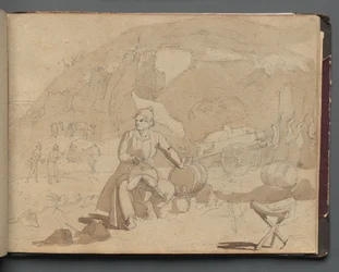 Album con vedute di Roma e dintorni, studi di paesaggio, pagina 39a: Figura in un paesaggio