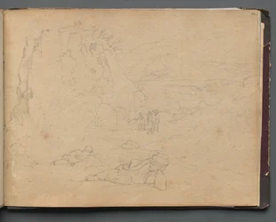 Album con vedute di Roma e dintorni, studi di paesaggio, pagina 44a: Figure in un paesaggio