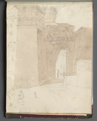 Album con Vedute di Roma e Dintorni, Studi di Paesaggio, pagina 50a: Veduta Architettonica Romana