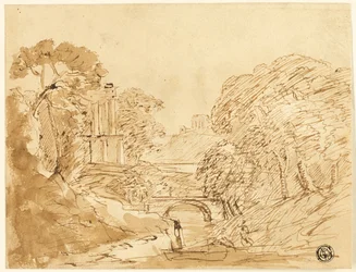 Paesaggio con ponte e rovine