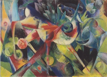 Cervo nel giardino fiorito
