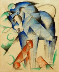 Animali fantastici (Cavallo blu e cane rosso)