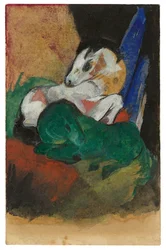Cavallo verde e bianco. Cartolina a Elisabeth Macke