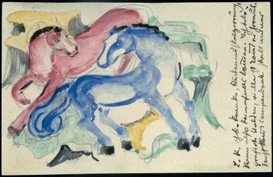 Cavalli rossi e blu