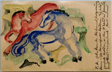 Cavallo rosso e blu