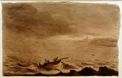 Paesaggio costiero con tempesta in arrivo